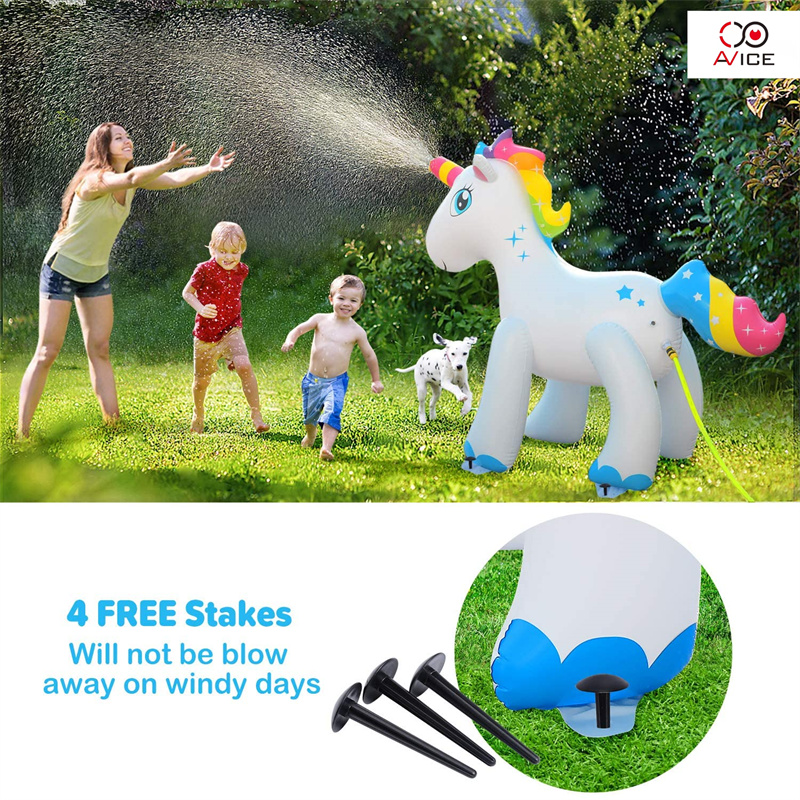 Unicorn Shape Sprinkler Splash Pad for  Outdoor Play Family Water Play Kids Inflatable Toy