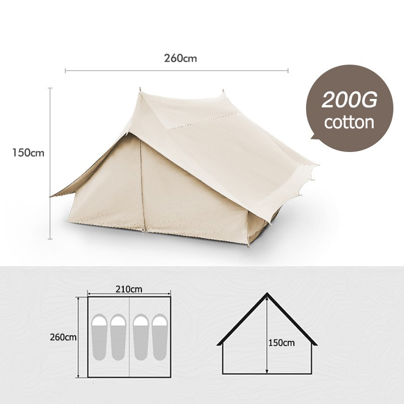 Canvas Luxury Camping tent .3-5 Person Cotton Cabin Tent Waterproof Glamping Family Tent