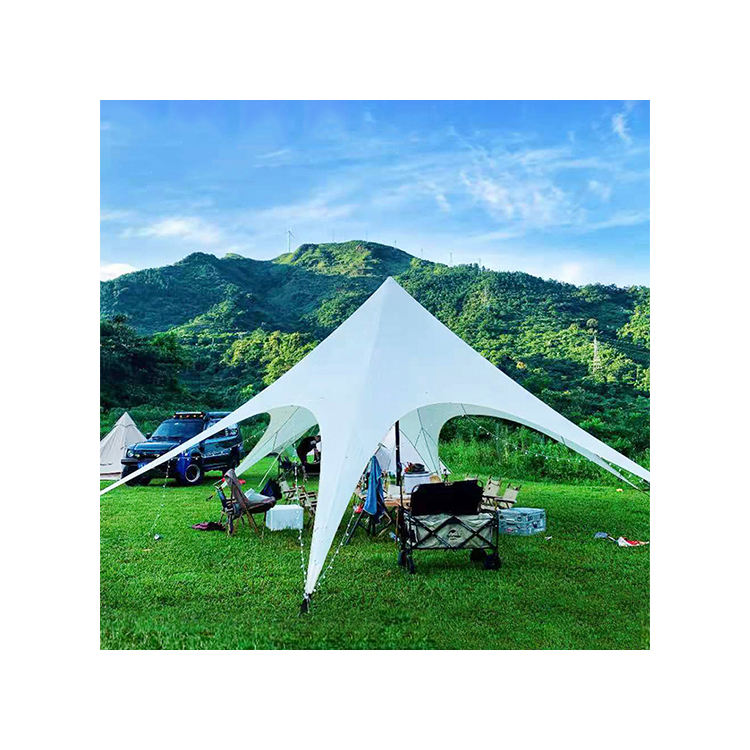HT41R Hexagonal canopy Picnic Tent With High Quality Sun Shelter Cotton Canopy For More Than 10 PersonTent Automatic