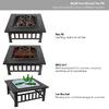 KY8181FP 32 inch Outdoor Square Metal Firepit Backyard Patio Garden Stove Wood Burning BBQ Outdoor Fire Pit
