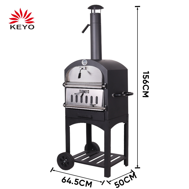 F04 Black Garden Charcoal Portable BBQ Smoker Bread Oven Chimney Outdoor Grill wood Pizza Oven