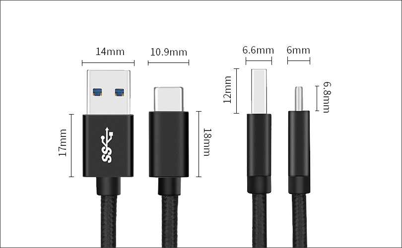 USB 3.1-Kabel mit Aluminiumgehäuse