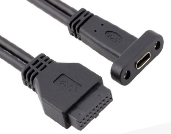 כבל USB 20 PIN ל-USB C PCI BAFFLE
