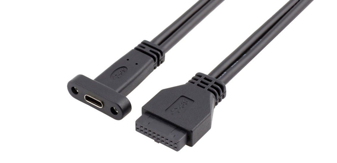 USB 20 PIN to USB C PCI Baffle Cable