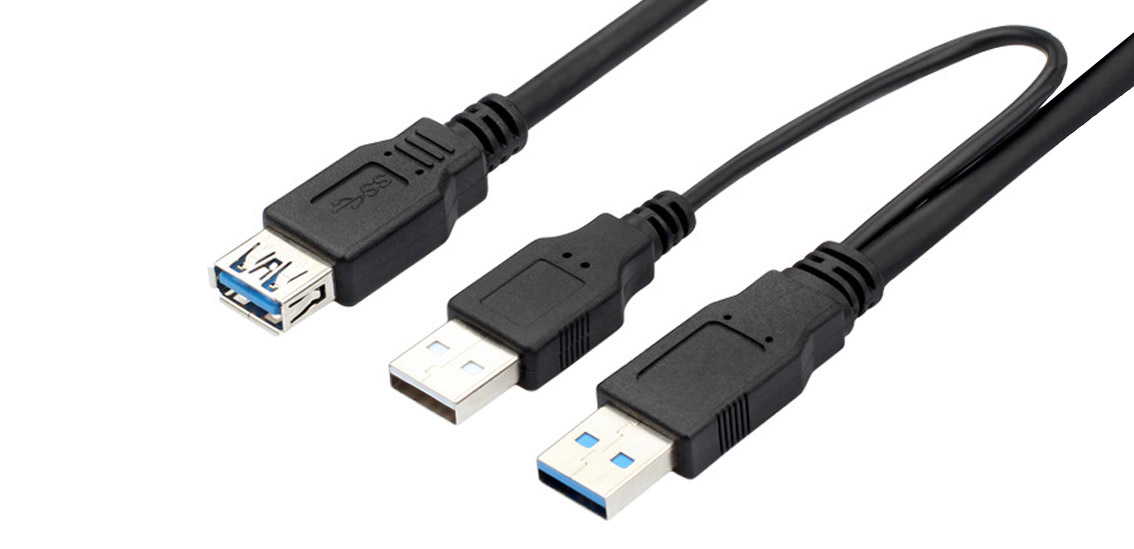USB 3.0 A Male + 2.0 A Male to A Female Y Cable