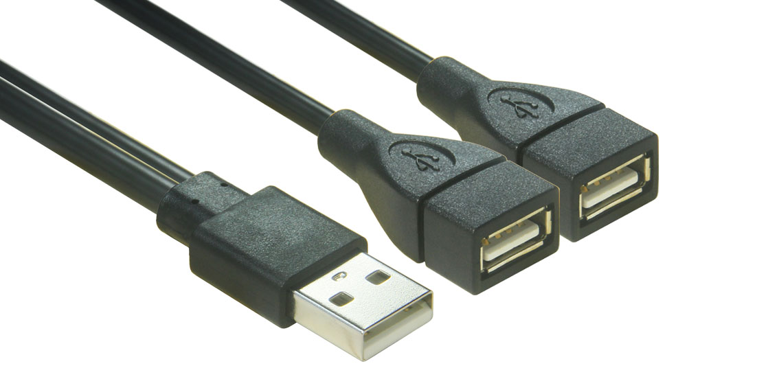 USB 2.0 Type A Male to Double A Female Cable