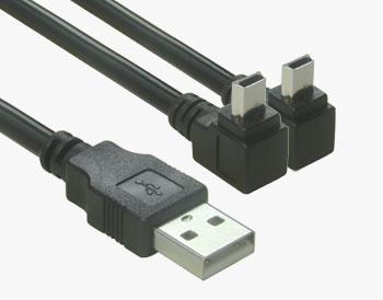 USB 2.0 Type A to Double Mini B 5Pin  2 in 1 Cable