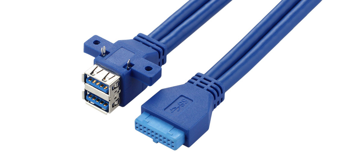 USB 3.0 20 PIN to Double USB Female Cable