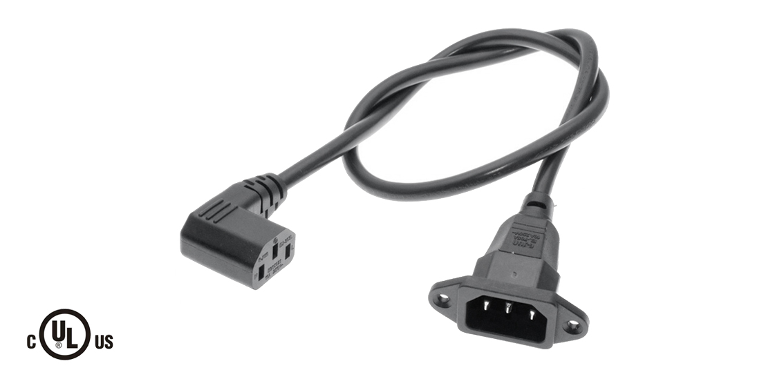 UL&CSA Approved America/Canada Right Angle Short IEC C13 Power Cord