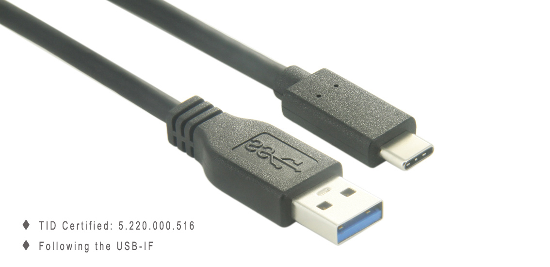 USB 3.1 A to C Gen 2 Cable TID-Certified and Follow the USB-IF