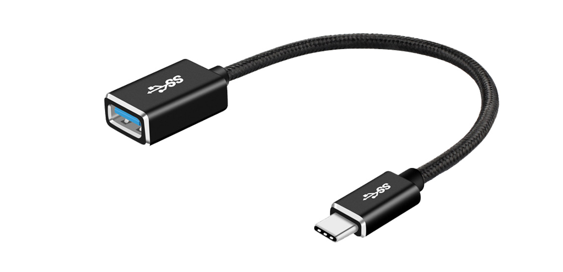 USB C Aluminum Shell Nylon Braid OTG Cable