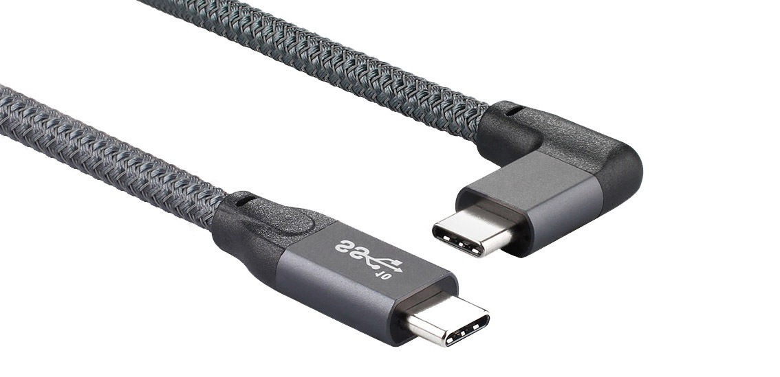 100w Câble USB C vers USB C à angle droit, 0.5m-3m USB C à C Type-c Charge  rapide