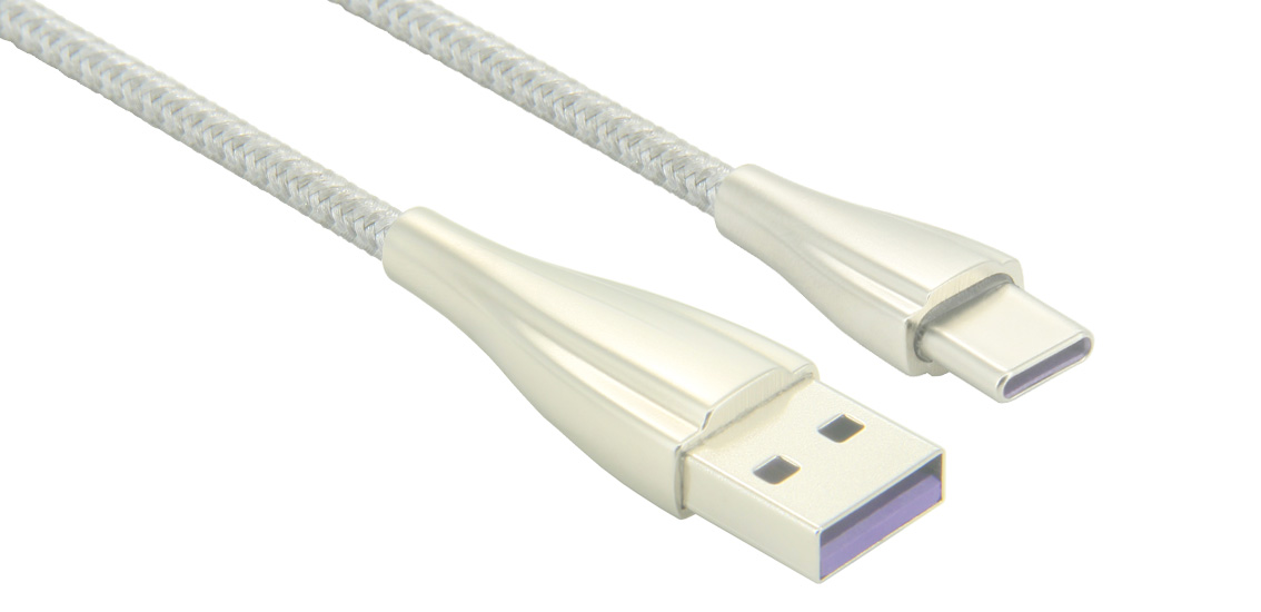 USB 3.1 A to C Zinc Alloy Shell 5A Super Fast Charging Cable 