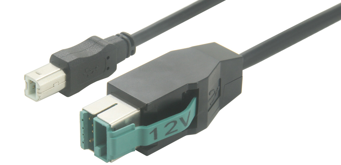 12V Powered USB to Type B Printer Cable