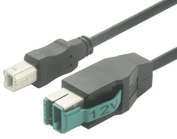 Poweredusb 12V para USB Type-B cabo de impressora para stytem POS