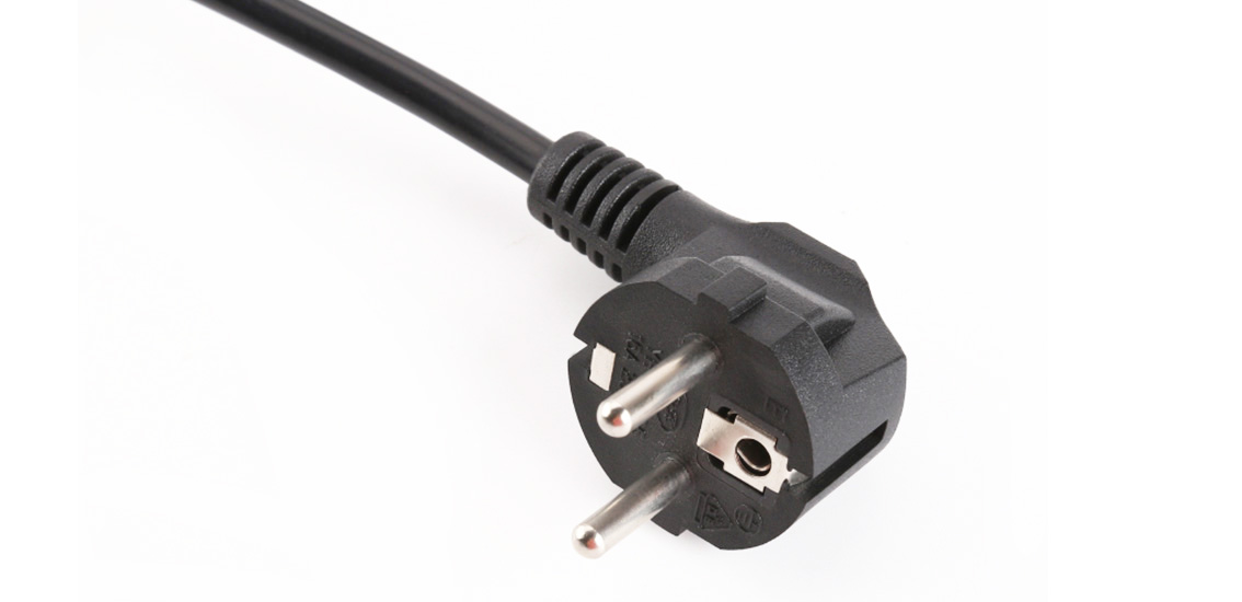 CE&VDE Approved Euro 2 Pole Plug Power Cord, 2 Pole CEE7/7 Plug with Earthing Contact Power Cord
