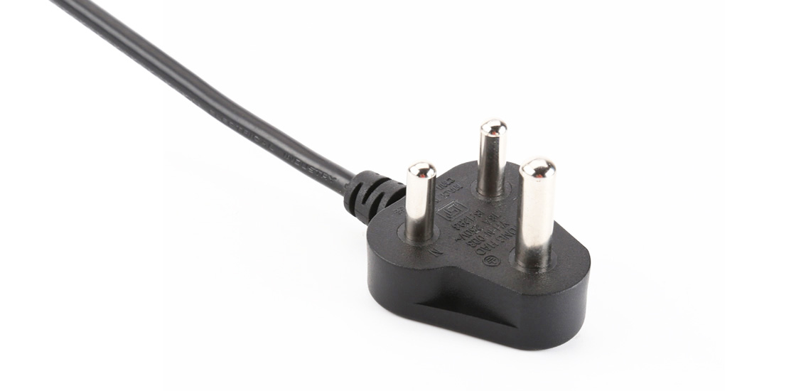 ISI Approved India Power Cord, India 3 Pole 16A Plug Power Cord