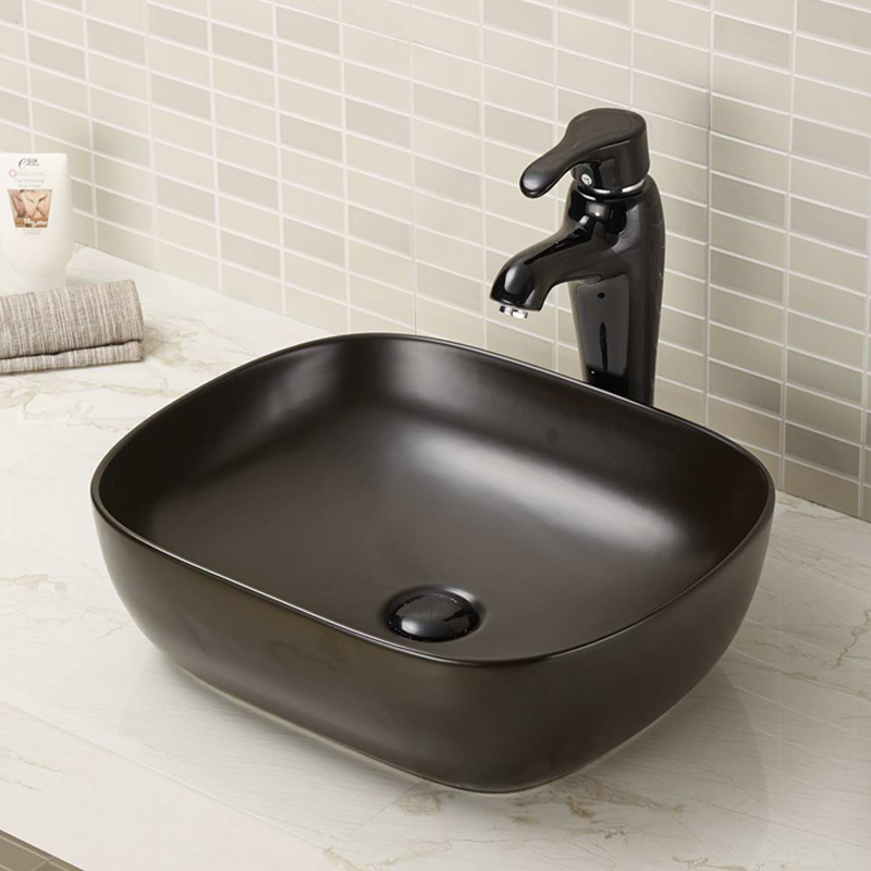 Vitreous china counter top bathroom sink without overflow