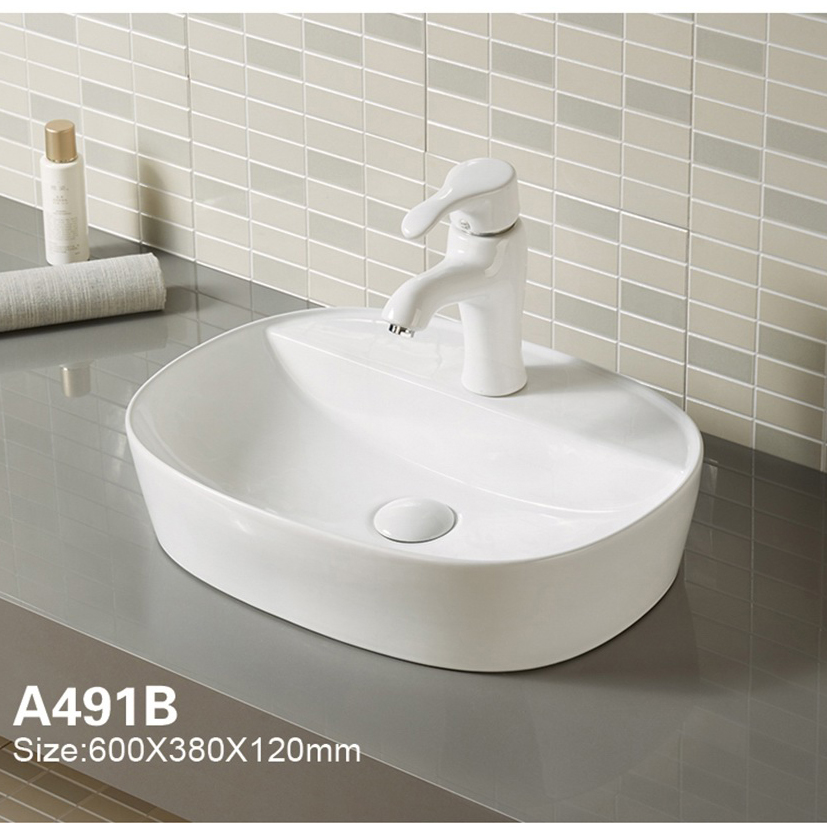 Lavatory White Bathroom Sink Bowl with Faucet Hole
