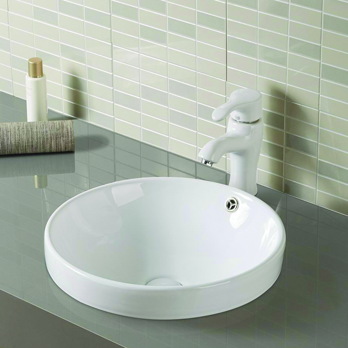 Semi-recessed Ceramic Counter Top Wash Hand Basin