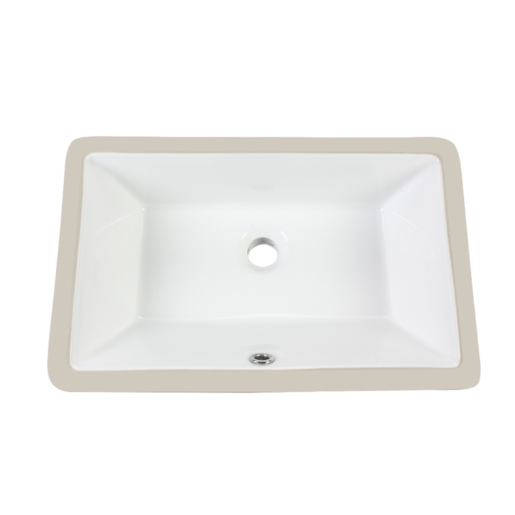 Vitreous china rectangular under-mount bathroom sink