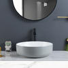 Luxury Design Round Ceramic Bathroom Grey Vessel Sink With Matte Glazed Surface
