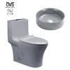 Bathroom Toilets And Sink Set Grey Wash Basins Ceramic P Trap Toilet Bowl Sets