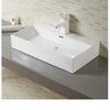Glossy White Ceramic Counter Above Mounted Bathroom Basin