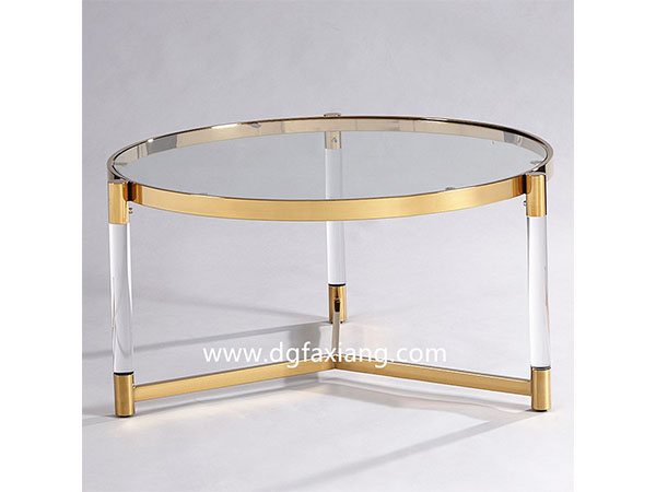 modern fancy acrylic coffee table with stainless steel