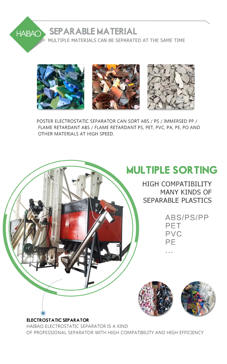 Electrostatic Plastic Separator Abs Recycling