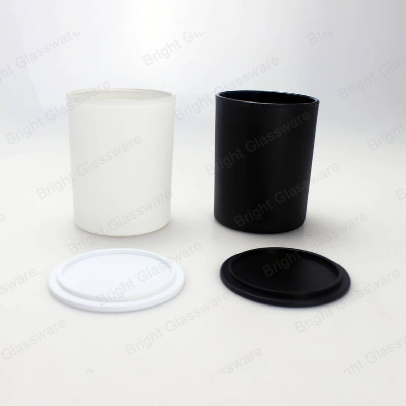 8oz & 15oz matte black glass jar candle with plastic candle lid
