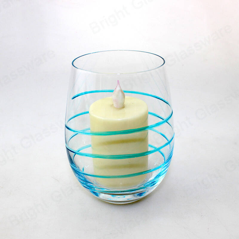 CLEAR BLOWN VOTIVE TEA LIGHT CANDLE JAR EGG SHAPED GLASS CANDLE HOLDER