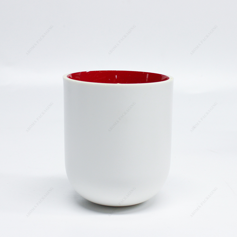 White matte ceramic candle jar