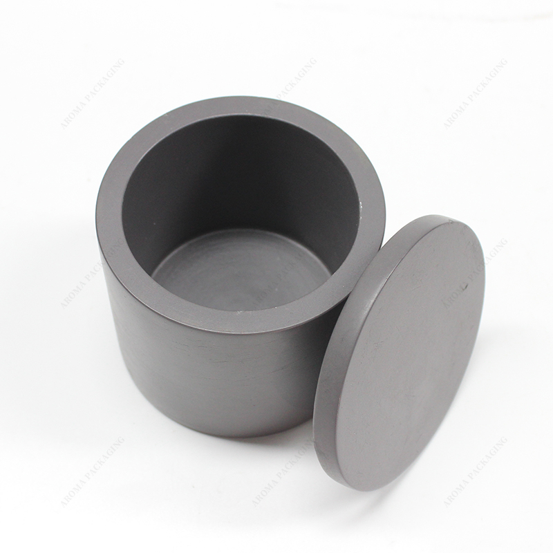 Round matte concrete candle jar with lid