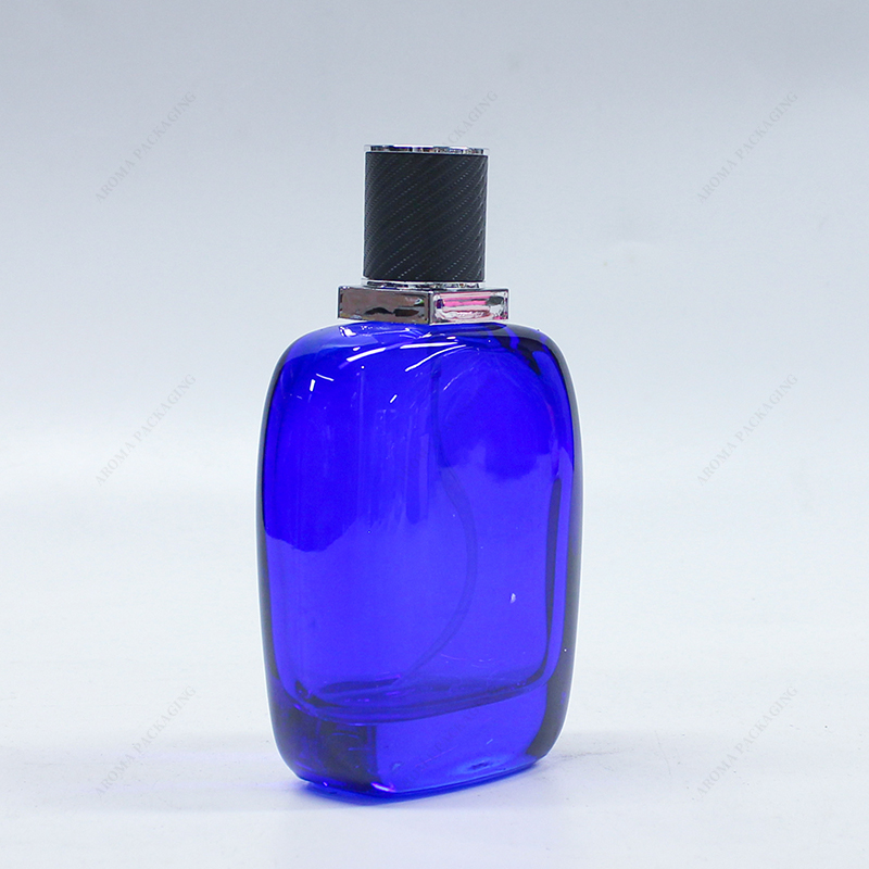 100ml 200ml botella de perfume de vidrio azul con tapa
