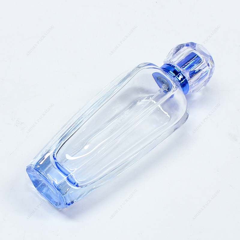 蓋付き100mlグラデーションブルーガラス香水瓶