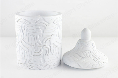 Customized wholesale empty cylinder cement candle jar with lid concrete candle holders 