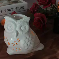 Creative lovely white owl ceramic aroma burner for home Decoration Vido
