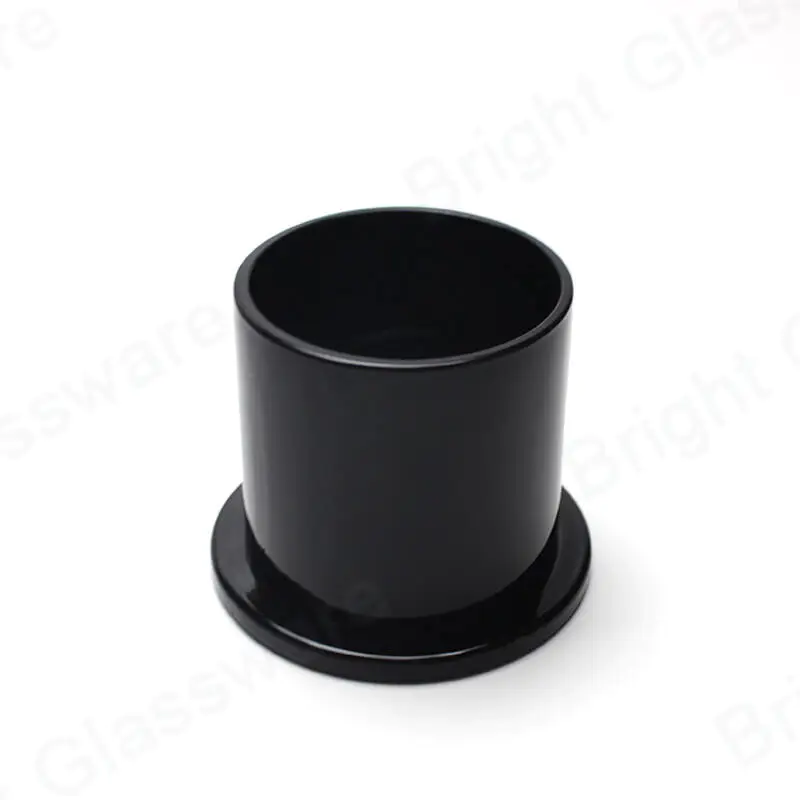 Free sample luxury black glass dome candle holder glass cloche jar wholesale