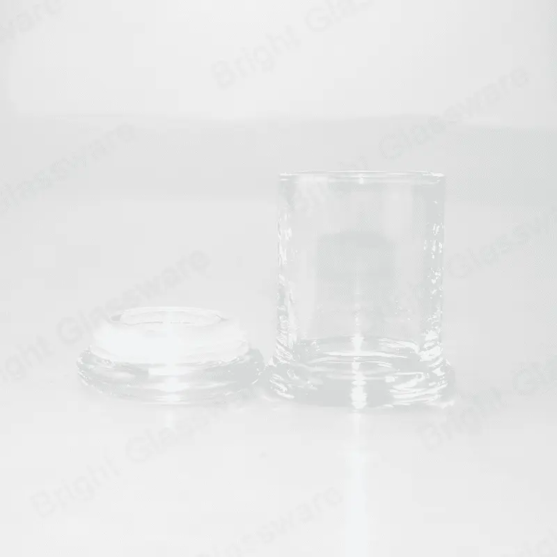 Top sale 2oz Clear Cylinder Small Base Danube Candle Jar With Flat Lid