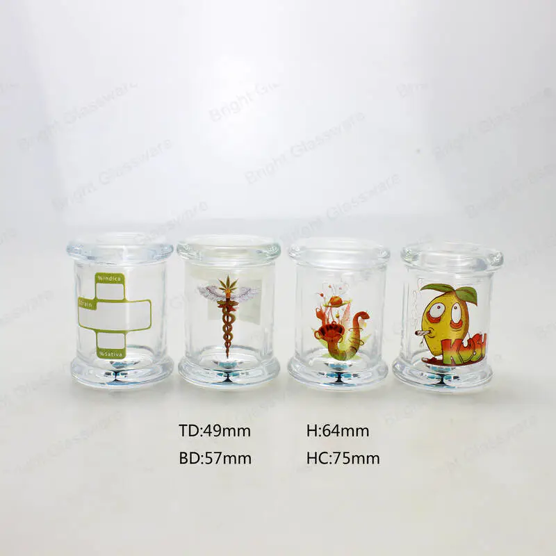 定制贴花标识透明圆形玻璃蜡烛罐，带玻璃平盖