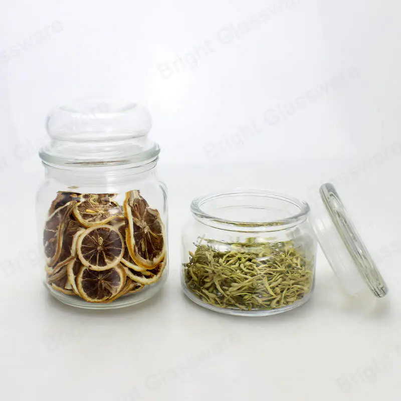 Food healthy glass transparent crystal glass storage jars with lids