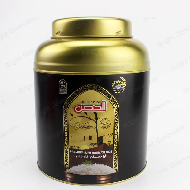 Black 500g tea tin box with seal mushroom double lid for sale