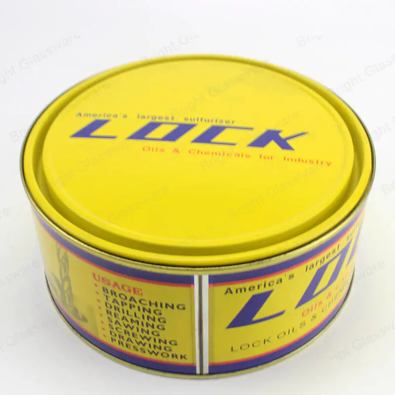 Пользовательский логотип печать желтого круглого конфетного печенья и бисквитной жестяной коробки для рождественского подарка