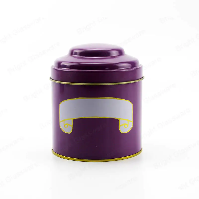 紫粉红蘑菇形状锡咖啡金属盒TES糖包装礼品盒