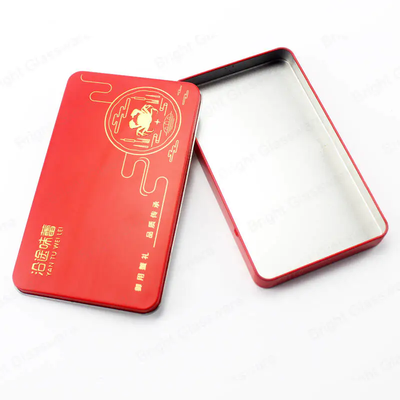 中国風の赤い印刷茶筒錫金属長方形コーヒー錫収納包装ギフトボックス