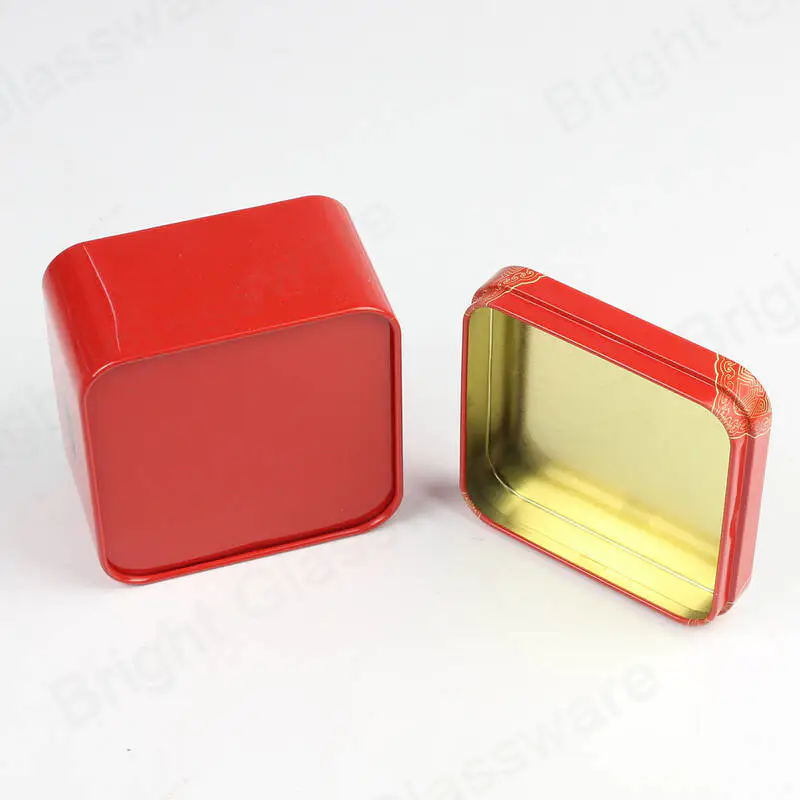 Metal Square Coffee Spices Tea Candy Canisters Gift Boxes Red Tin Box