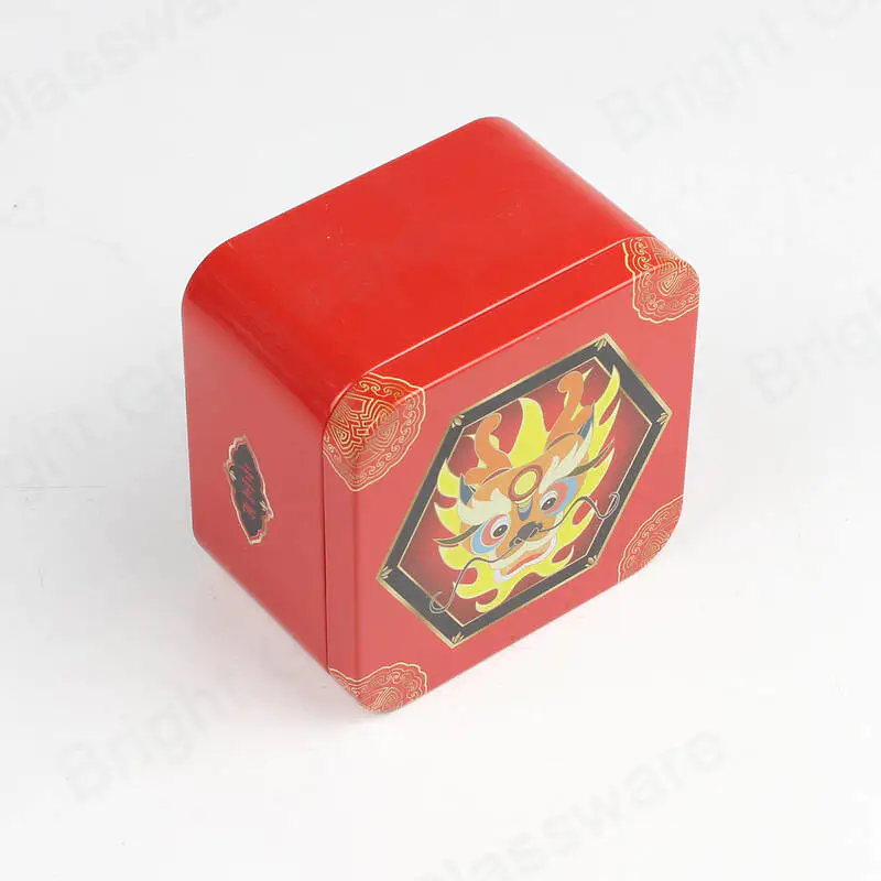 Metal Square Coffee Spices Tea Candy Canisters Gift Boxes Red Tin Box