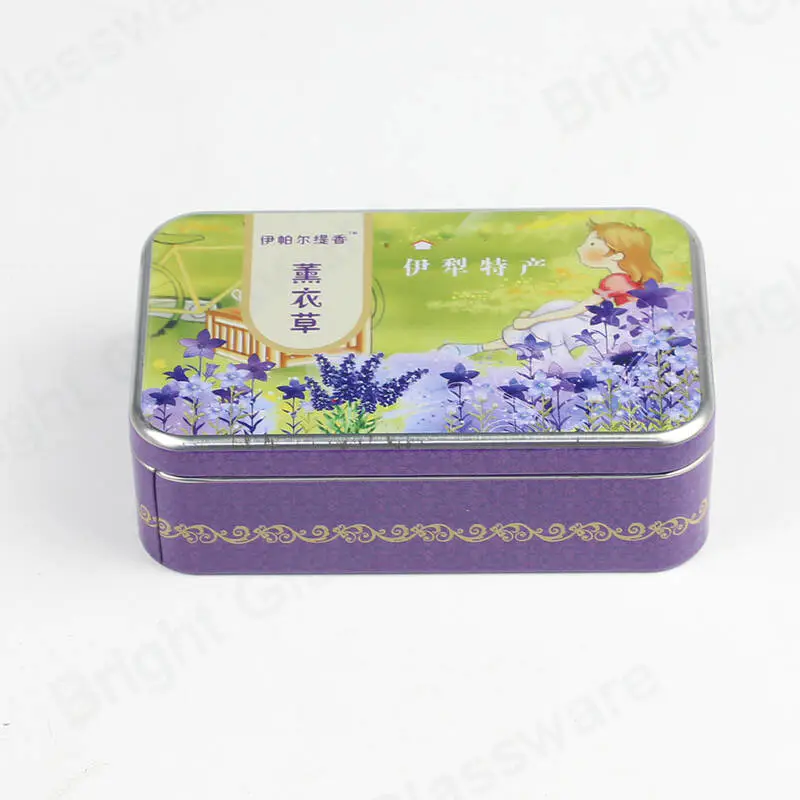 Printed colorful travel tin gift box rectangle tin food cans