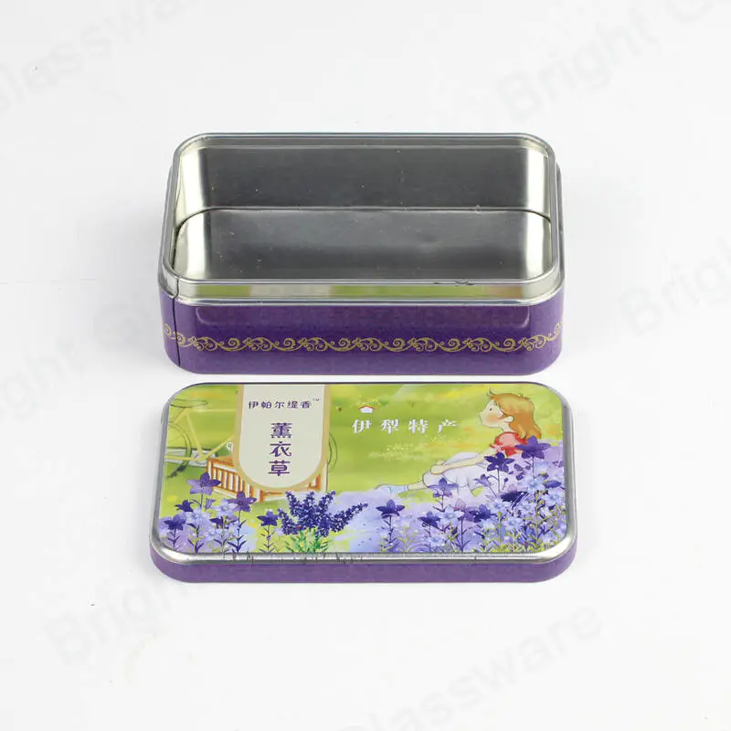 Printed colorful travel tin gift box rectangle tin food cans